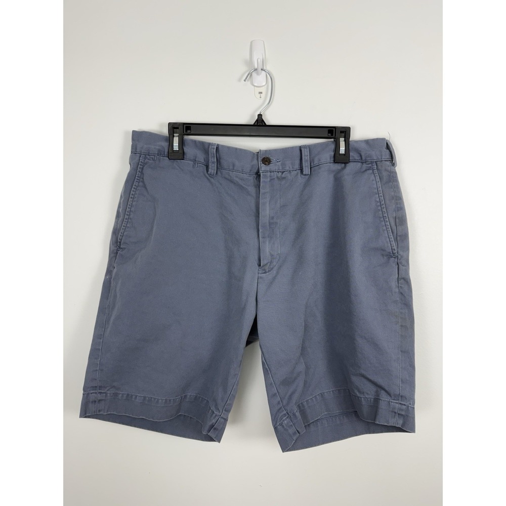 Polo Ralph Lauren Cotton Chino flat Front Washed Navy Blue Classic Fit Shorts 36